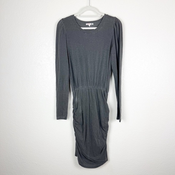 Sundry Dresses & Skirts - Sundry Gray Ruched Long Sleeve Tee Shirt Casual Sheath Dress Size 2 (Medium)